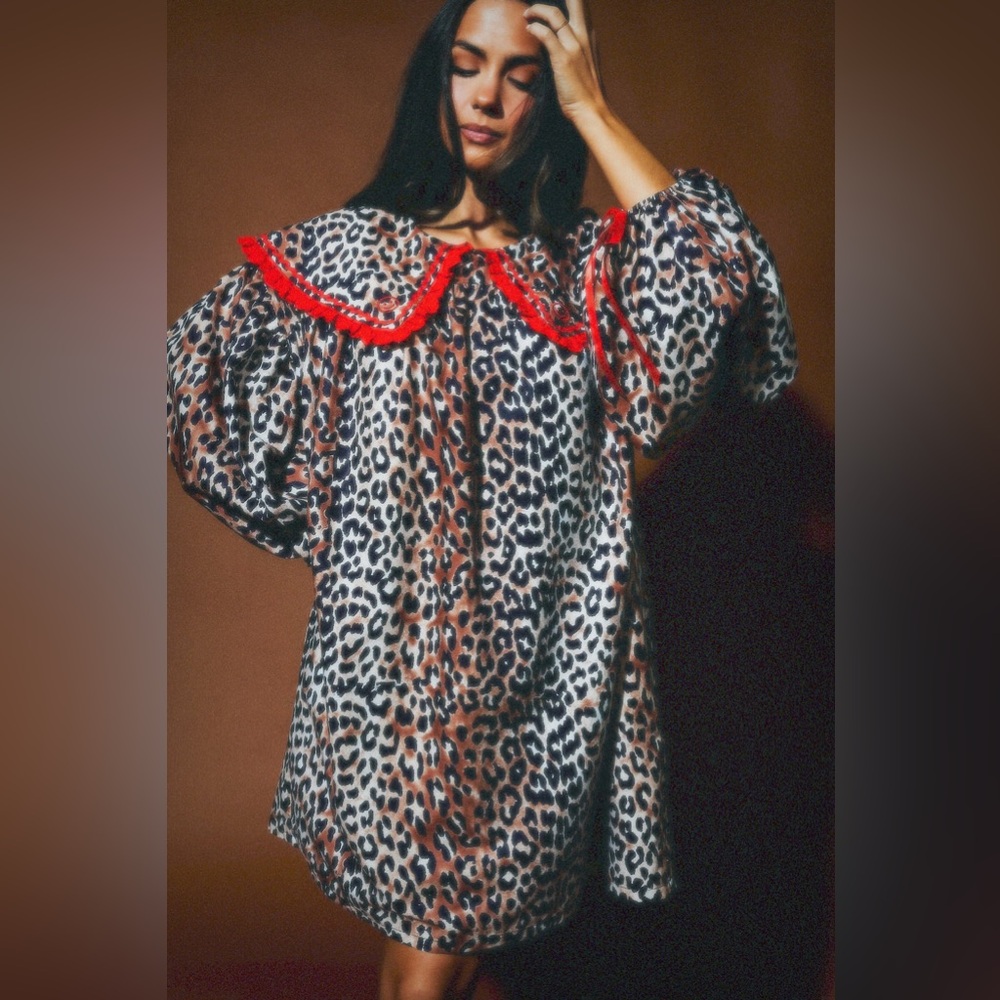 Dressed in LALA Magic Maker Leopard Mini Dress with Red Accents NwT S/M - Picture 1 of 7
